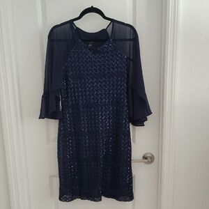 Connected Apparel Dark Blue Long Sleeve Dress